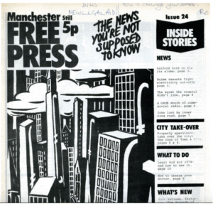 A photo of issue #24 of the Manchester Free Press, which features, "the news that you're not supposed to know."