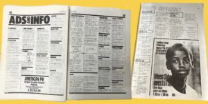 We can see an ad and calendar listings in this image. 
