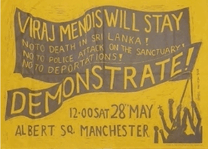 A poster from the defense campaign, promoting a demonstration on 28th May. 
